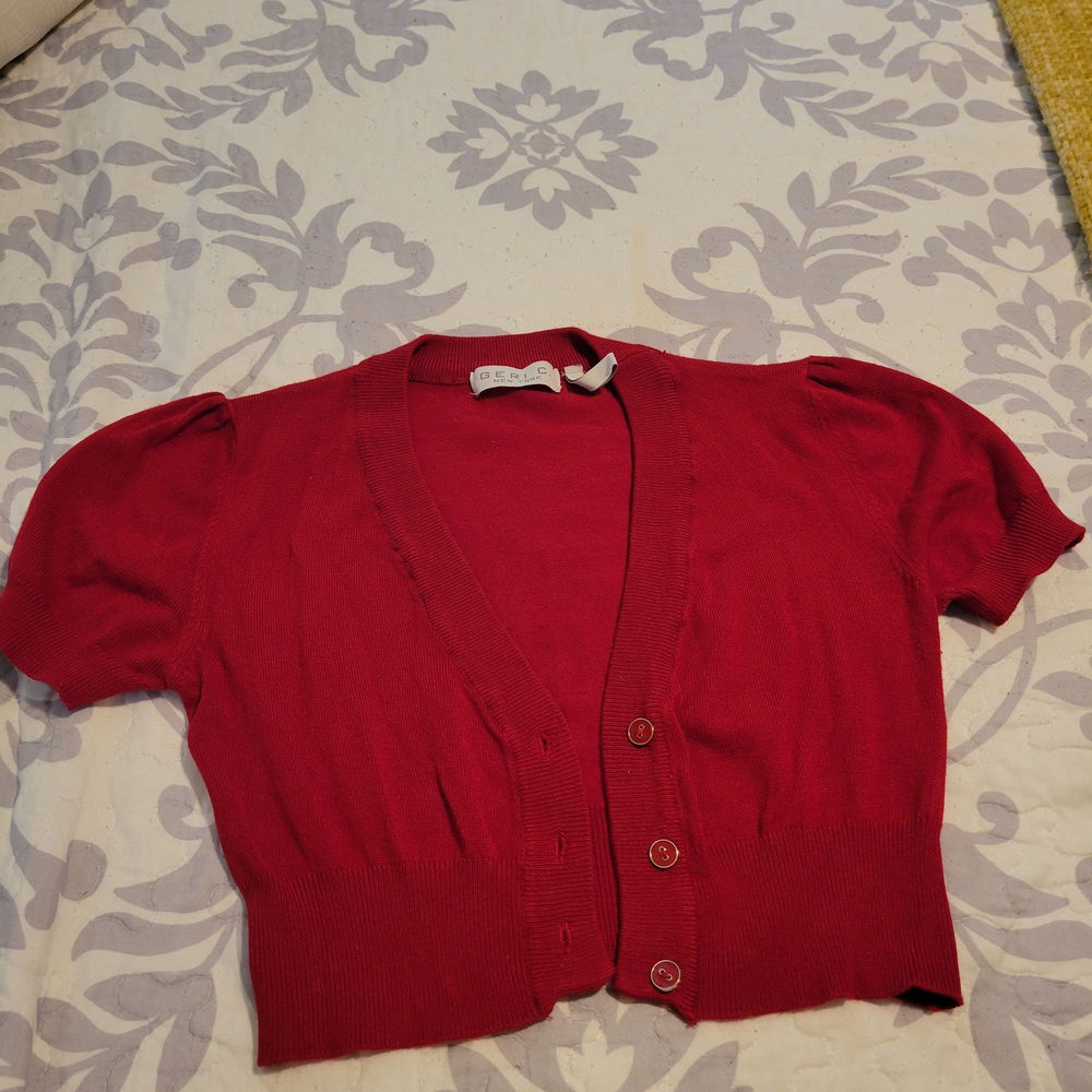 Chic Red Women's Cardigan